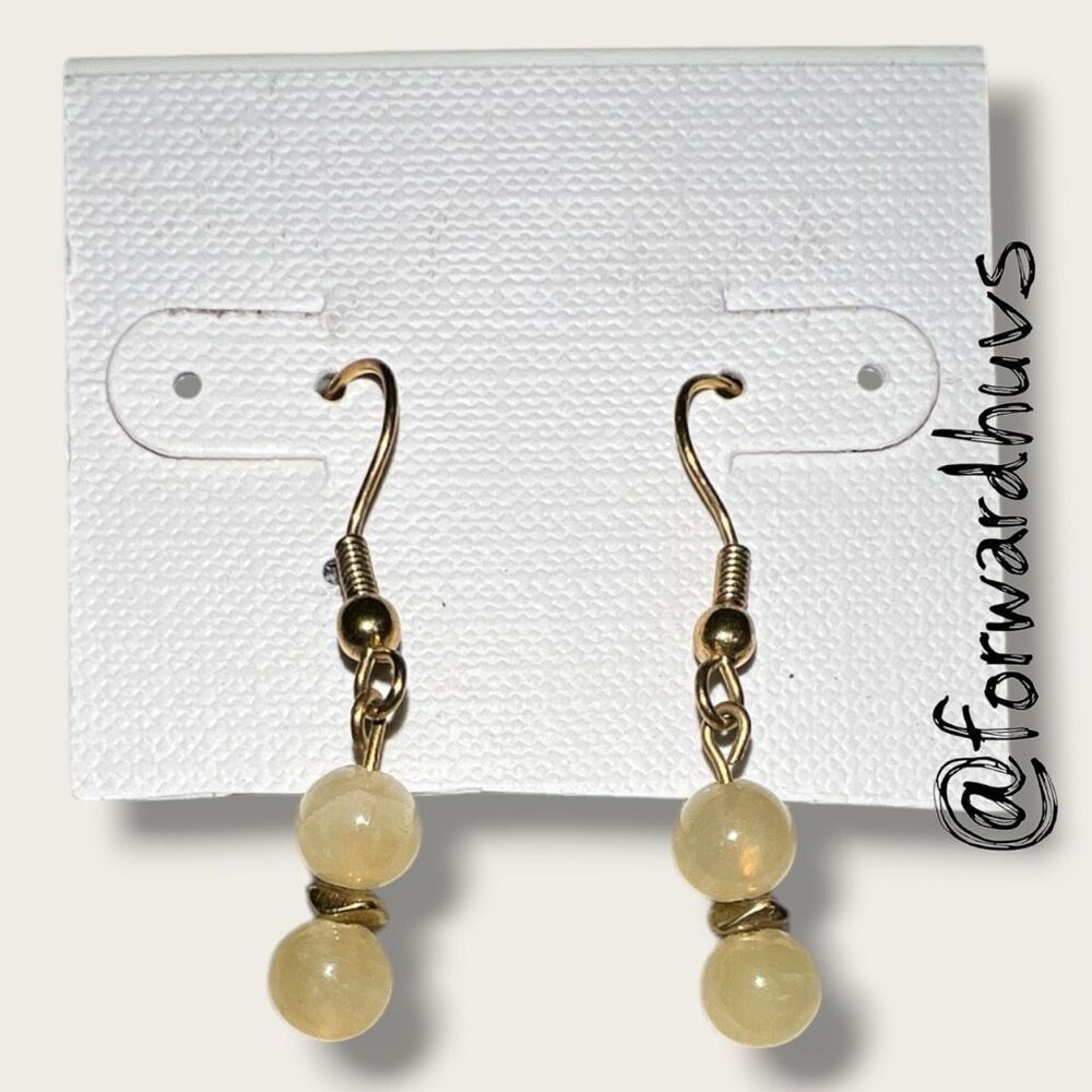 Bundle Sale 3 for $15 | Hand Crafted Stone Bead Earrings – Pale Yellow